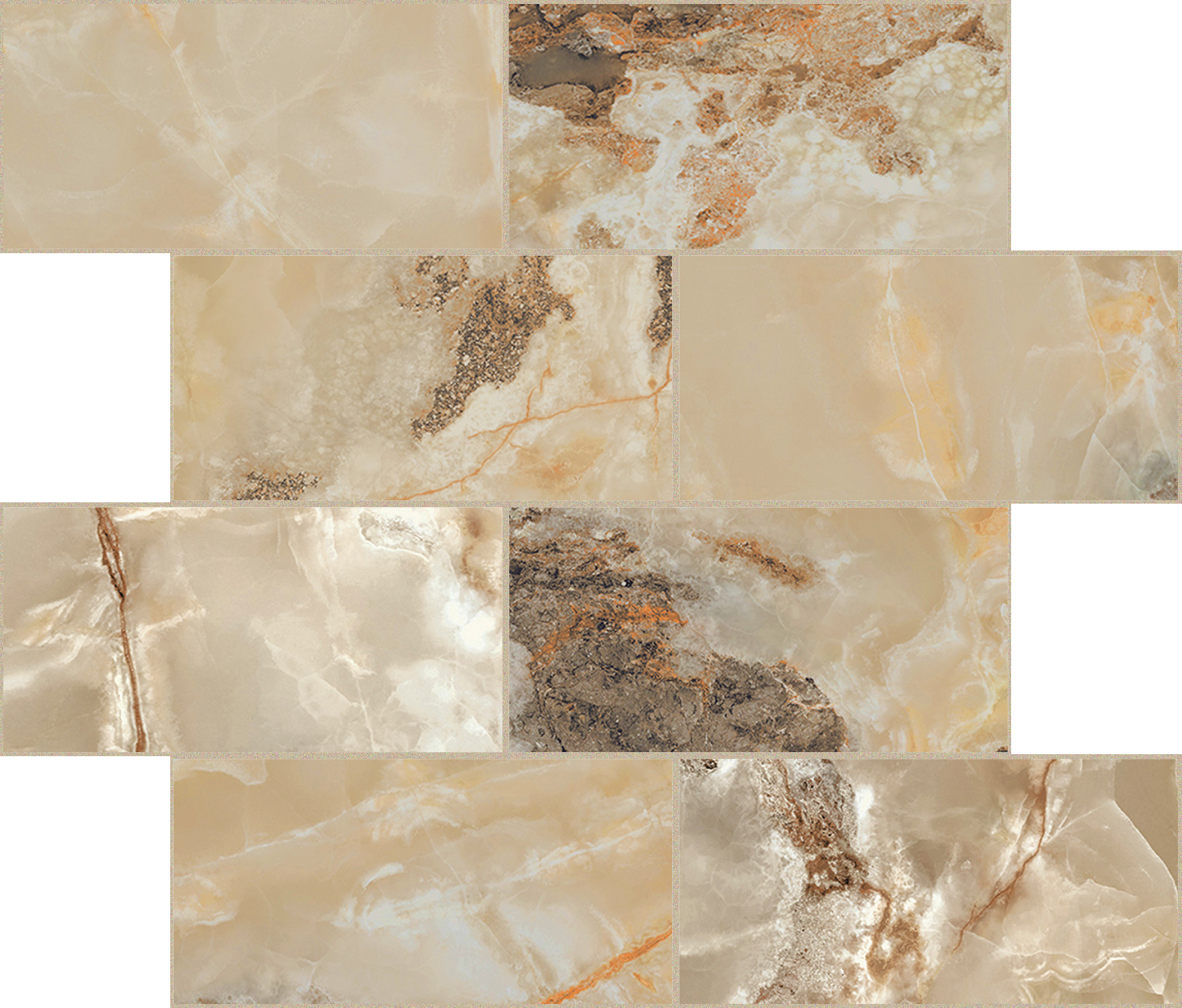 FLORIM Creative Design Onyx & More Golden Blend Satin Muretto Sfalsato 7,5x15 767786 30x30cm rectified 6mm