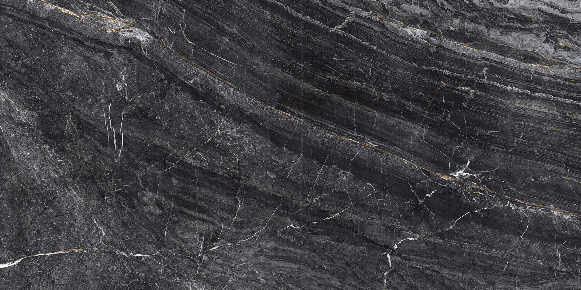 Supergres Purity Of Marble Brecce Breccia Nera Lux Breccia Nera 5XBN glaenzend 75x150cm rektifiziert 9mm