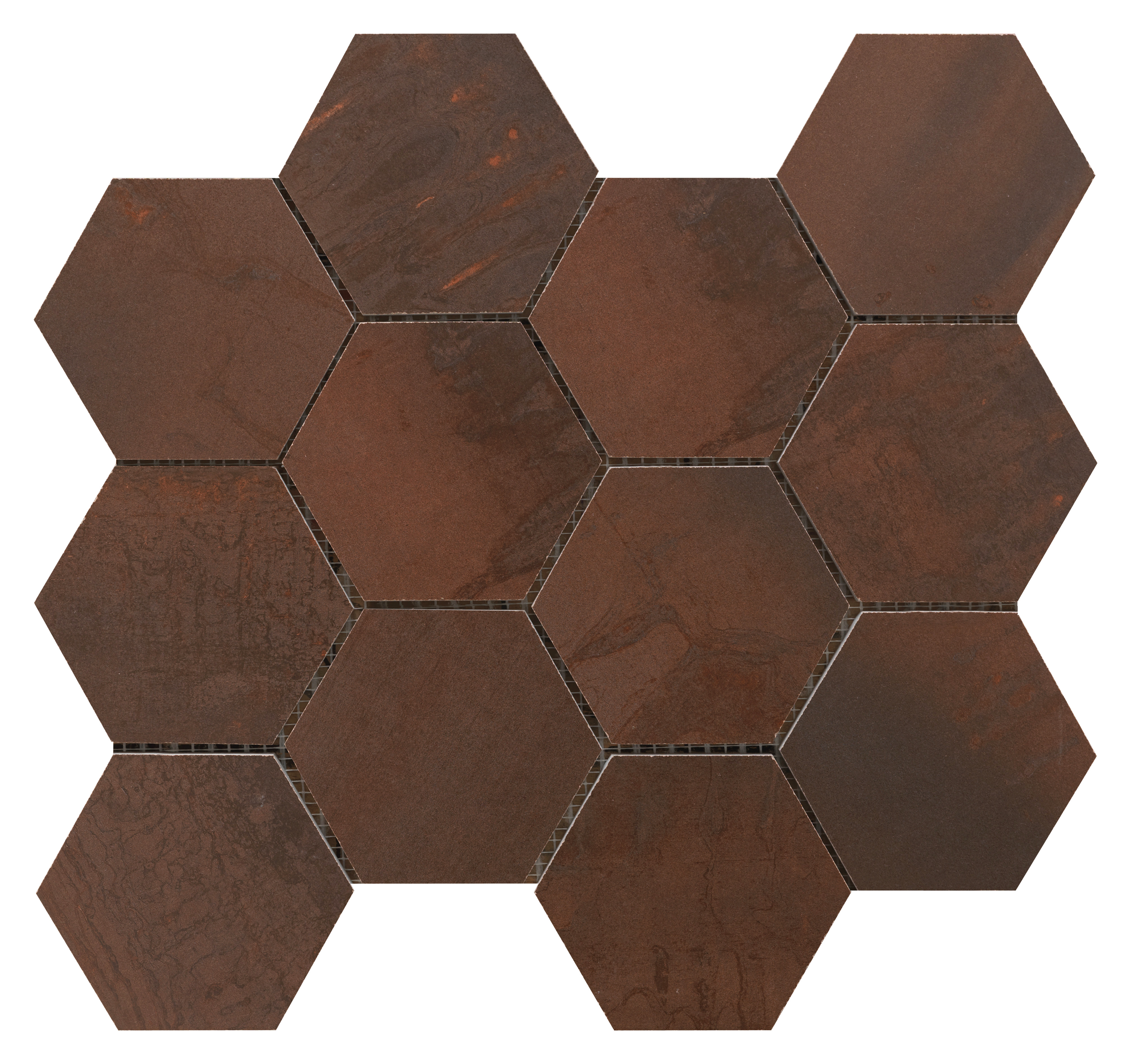 Bodenfliese,Wandfliese Sintesi Met Arch Copper Naturale Copper PF00012465 natur 30x34cm Mosaik Hexagon 8,2mm