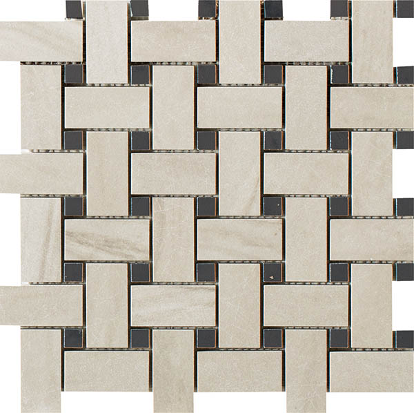 Bodenfliese,Wandfliese Italgraniti Lux Experience Calacatta Mont Blanc Fade Calacatta Mont Blanc MW05MBWFA 30x30cm Mosaik Basketwave rektifiziert 9mm