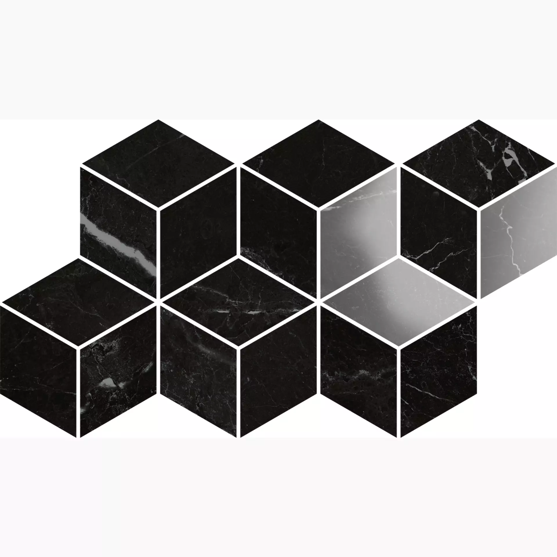 Panaria Eternity Marquina Black Antibacterial - Lux Mosaic Kubic PGZENK3 16,5x30cm rectified 9,5mm