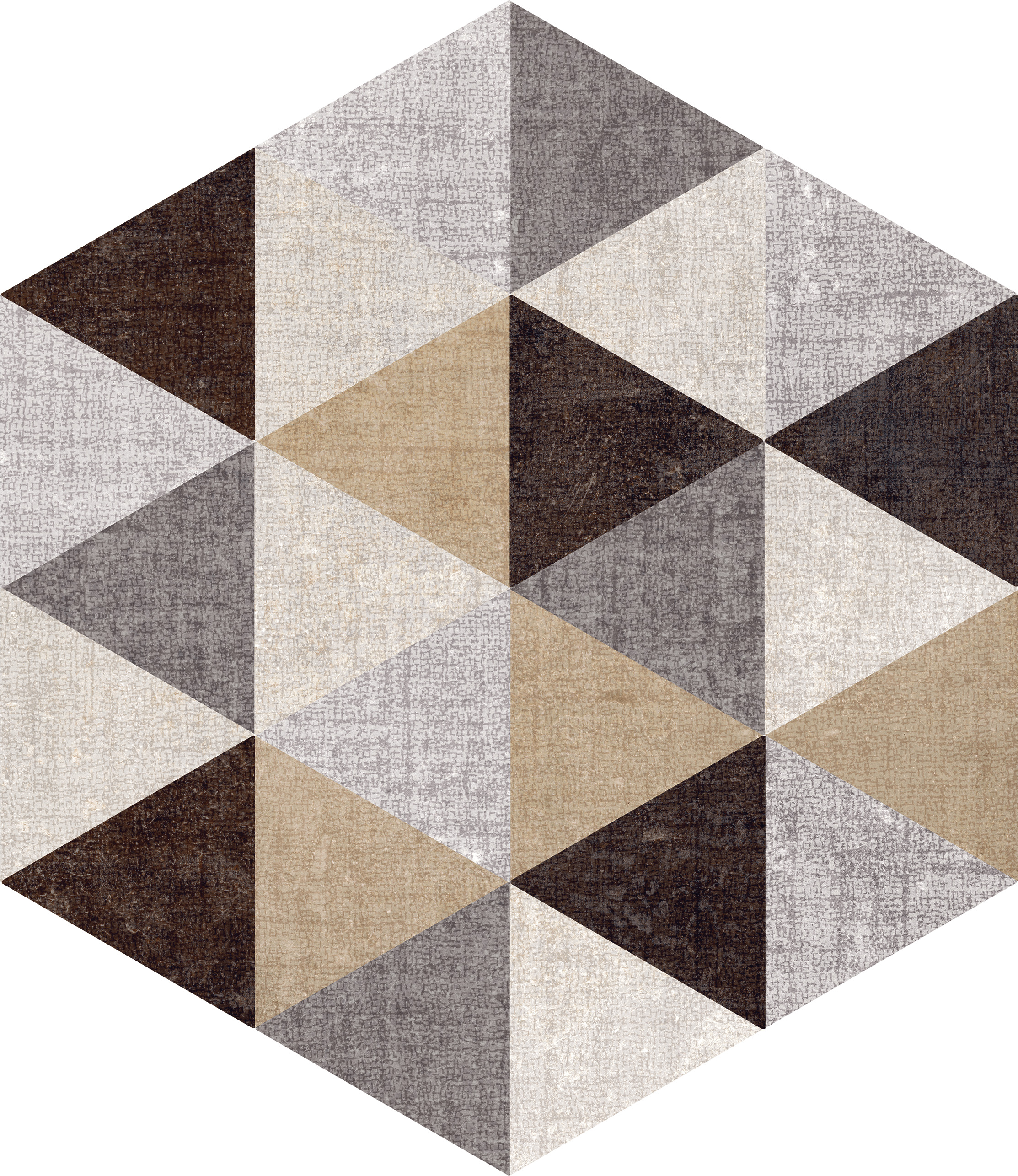 Bodenfliese,Wandfliese Marca Corona Textile Naturale – Matt D627 natur matt 21,6x25cm Triangle Mix Esagona 9mm